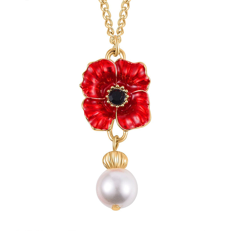 White Shell Pearl & Austrian Black Crystal Necklace (Size 20 + 2 Ext) in Yellow Gold Plated