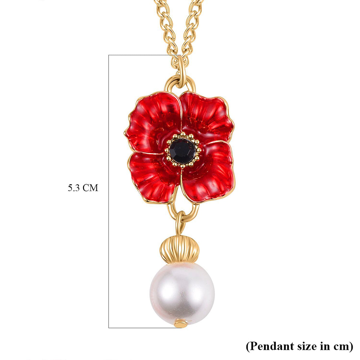 White Shell Pearl &amp; Austrian Black Crystal Necklace (Size 20 + 2 Ext) in Yellow Gold Plated V32756780 11