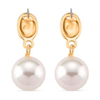 White Shell Pearl & Austrian White Crystal Earring with Push Back in Yellow Gold Plated 30.20 Ct.