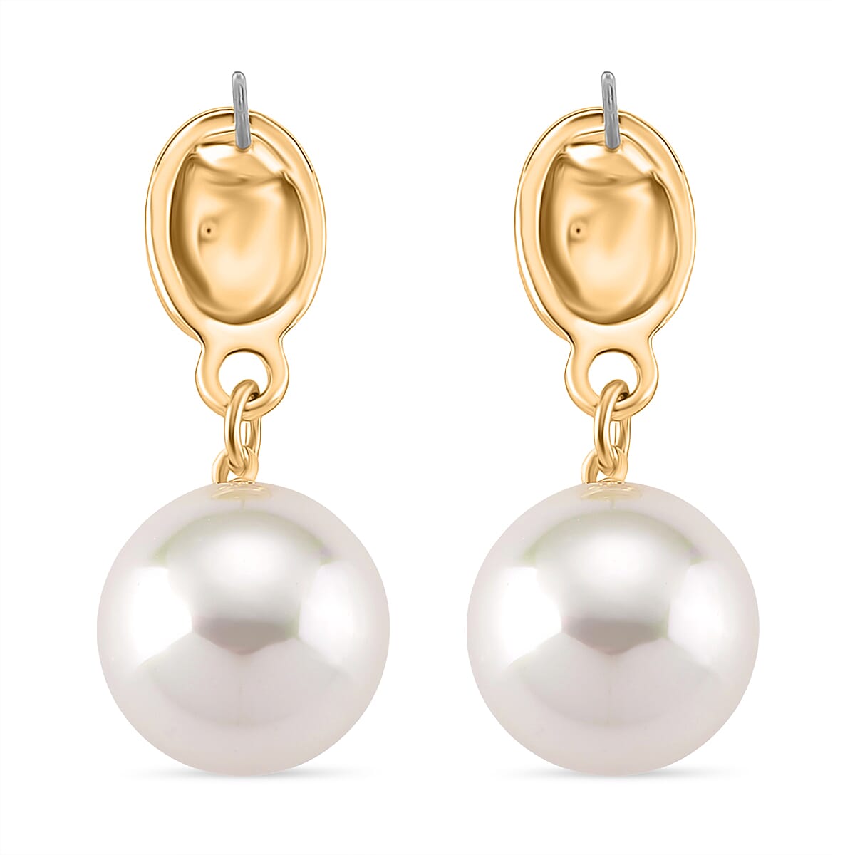 White Shell Pearl &amp; Austrian White Crystal Earring with Push Back in Yellow Gold Plated 30.20 Ct. V32734442 8