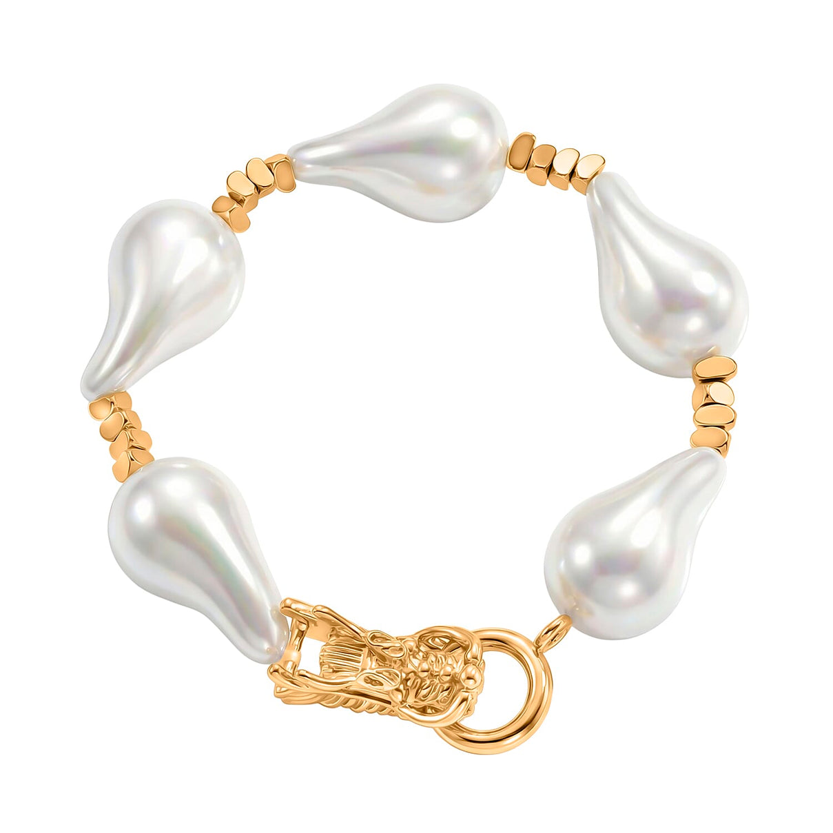 White Shell Pearl Beads Bracelet (Size - 7.5) with Dragon Clasp 130 Ct. 8378153 4