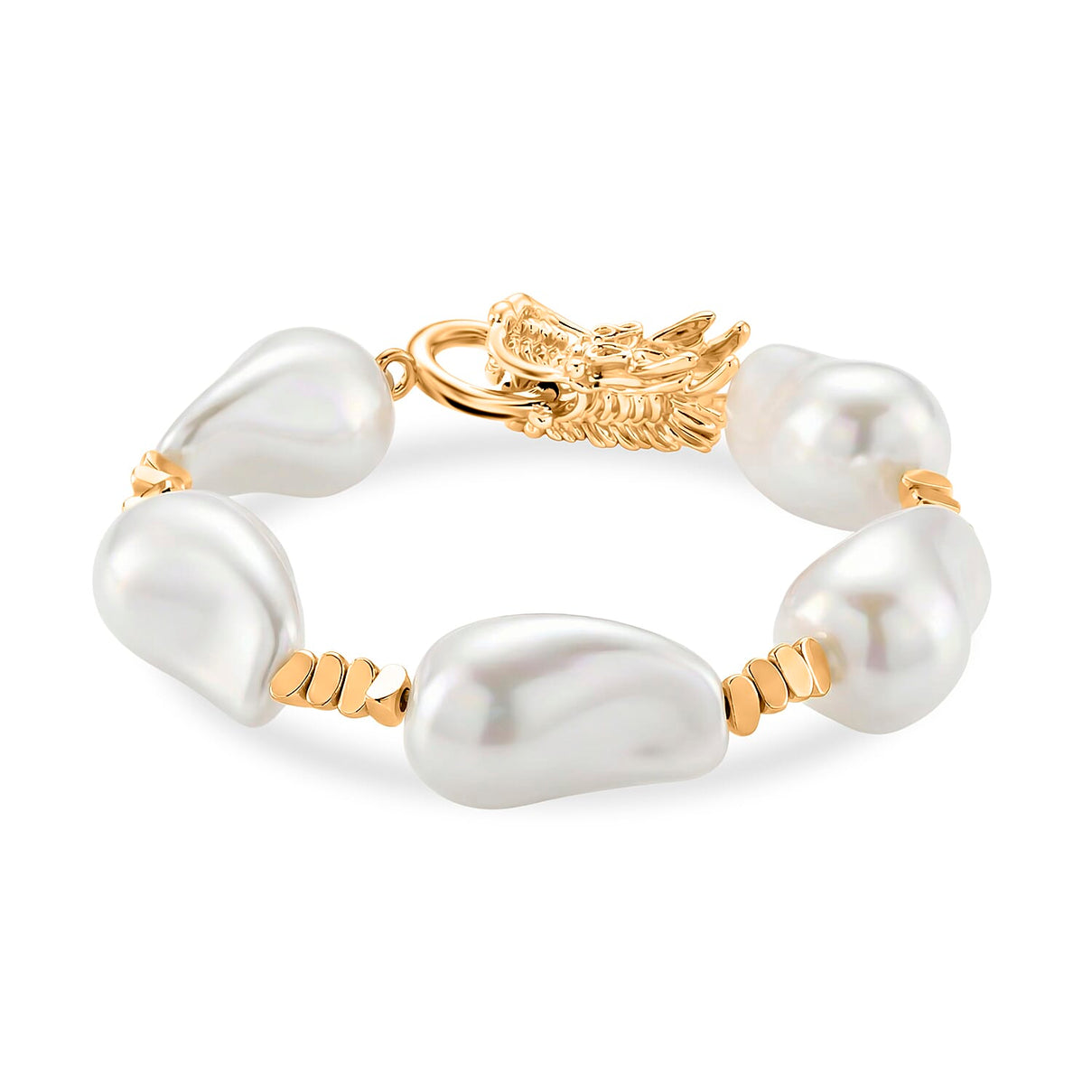 White Shell Pearl Beads Bracelet (Size - 7.5) with Dragon Clasp 130 Ct. 8378153 5
