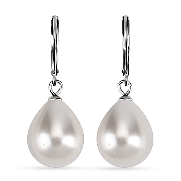 One Time Mega CloseOut- White Shell Pearl Drop Earring 8356370 1