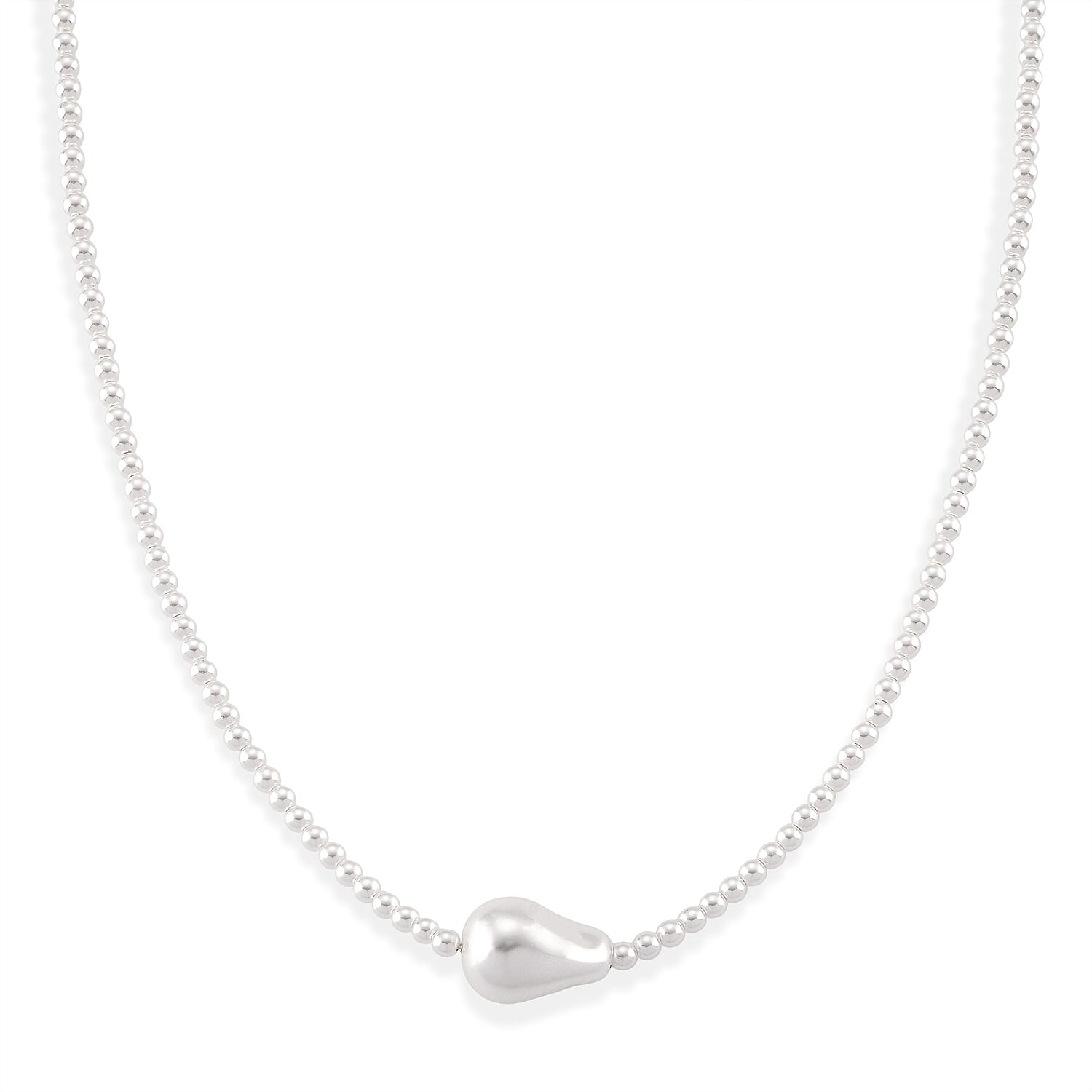 White Shell Pearl Beads Necklace (Size - 18+2 Ext) in Silver Tone V32516199 0