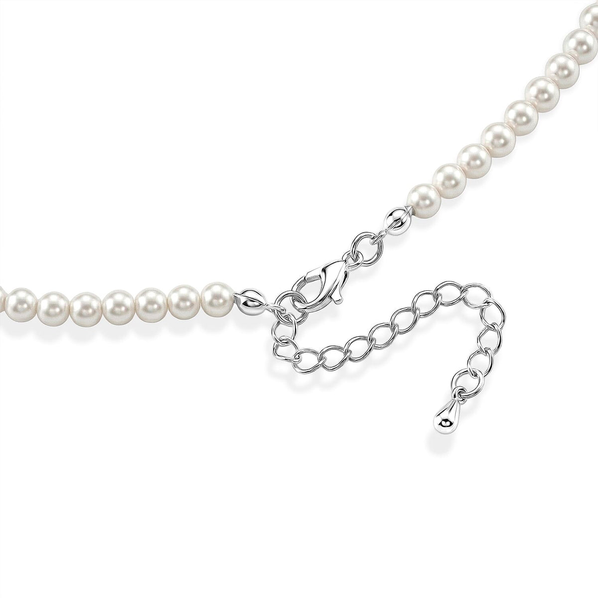 White Shell Pearl Beads Necklace (Size - 18+2 Ext) in Silver Tone V32516199 5