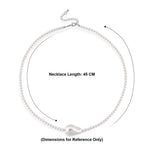 White Shell Pearl Beads Necklace (Size - 18-2 Ext) in Silver Tone