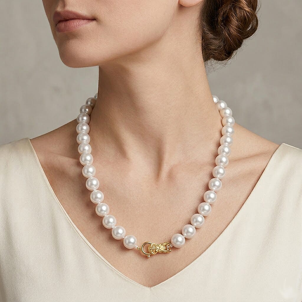 White Shell Pearl Beads Necklace (Size - 20) 350.00 Ct. V32492304 2