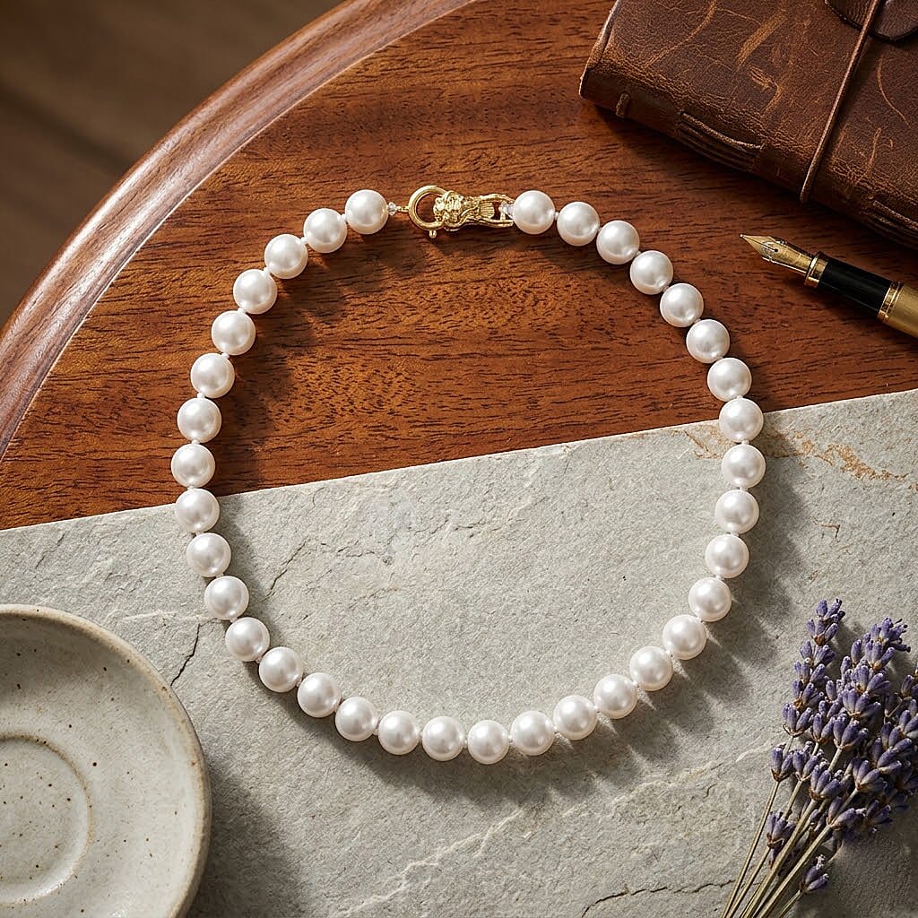 White Shell Pearl Beads Necklace (Size - 20) 350.00 Ct. V32492304 3