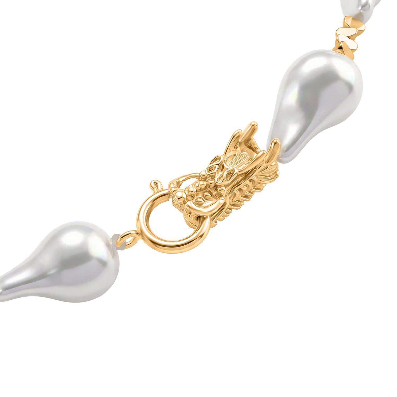 White Shell Pearl Beads Necklace (Size - 20) in Yellow Gold Tone 8378150 5