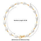 White Shell Pearl Beads Necklace (Size - 20) in Yellow Gold Tone