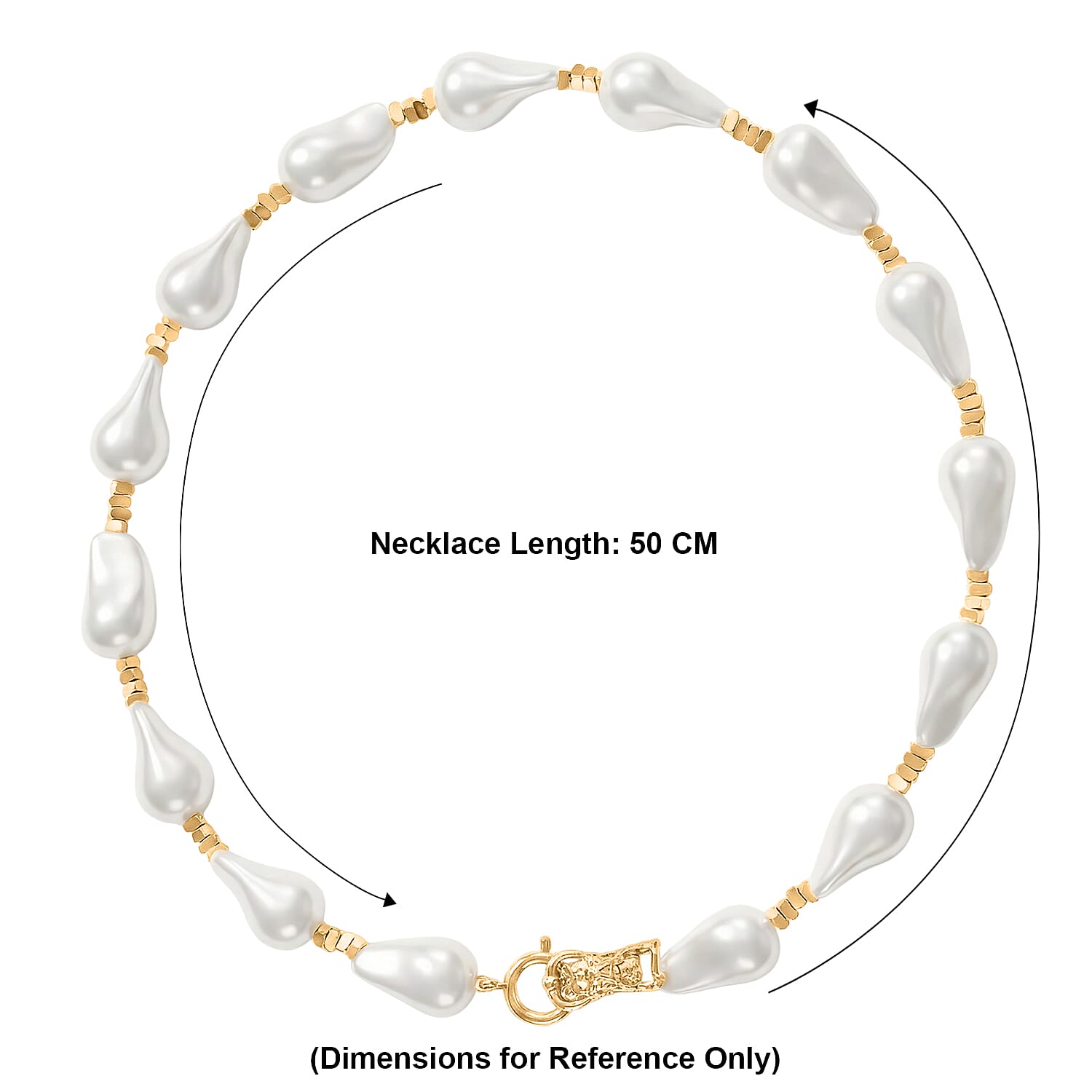 White Shell Pearl Beads Necklace (Size - 20) in Yellow Gold Tone 8378150 6