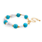 Designer Inspired - White Shell Pearl & Blue Howlite Bracelet (Size 7-2 Ext) 60.00 Ct.