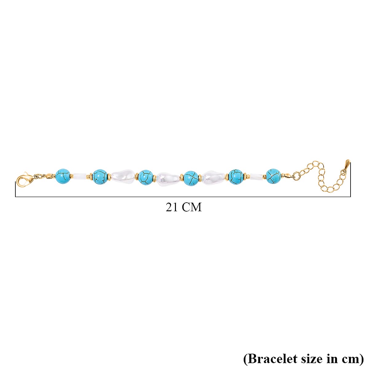 Designer Inspired - White Shell Pearl &amp; Blue Howlite Bracelet (Size 7-2 Ext) 60.00 Ct. 8128534 6