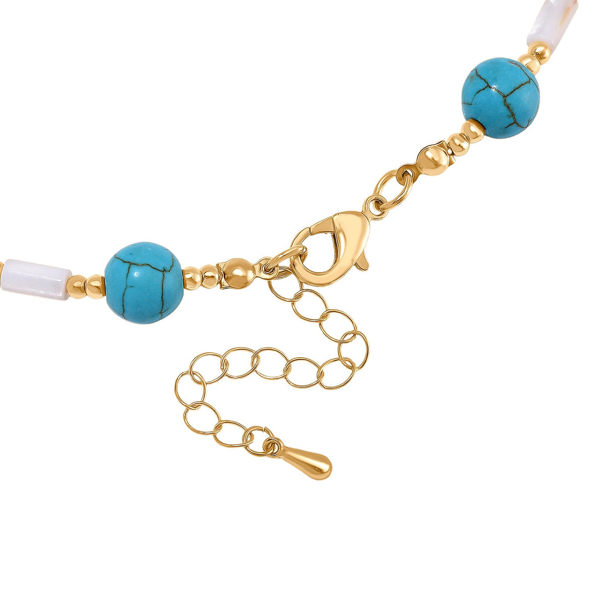 Designer Inspired - White Shell Pearl &amp; Blue Howlite Necklace (Size 18-2 Ext) 125.00 Ct. 8128470 4