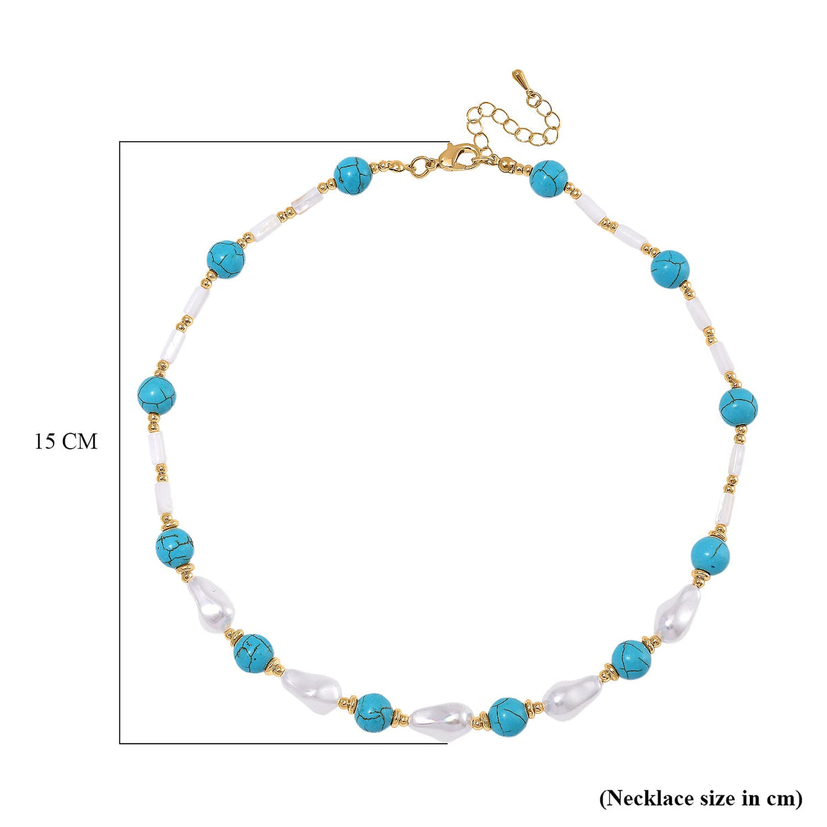 Designer Inspired - White Shell Pearl &amp; Blue Howlite Necklace (Size 18-2 Ext) 125.00 Ct. 8128470 5