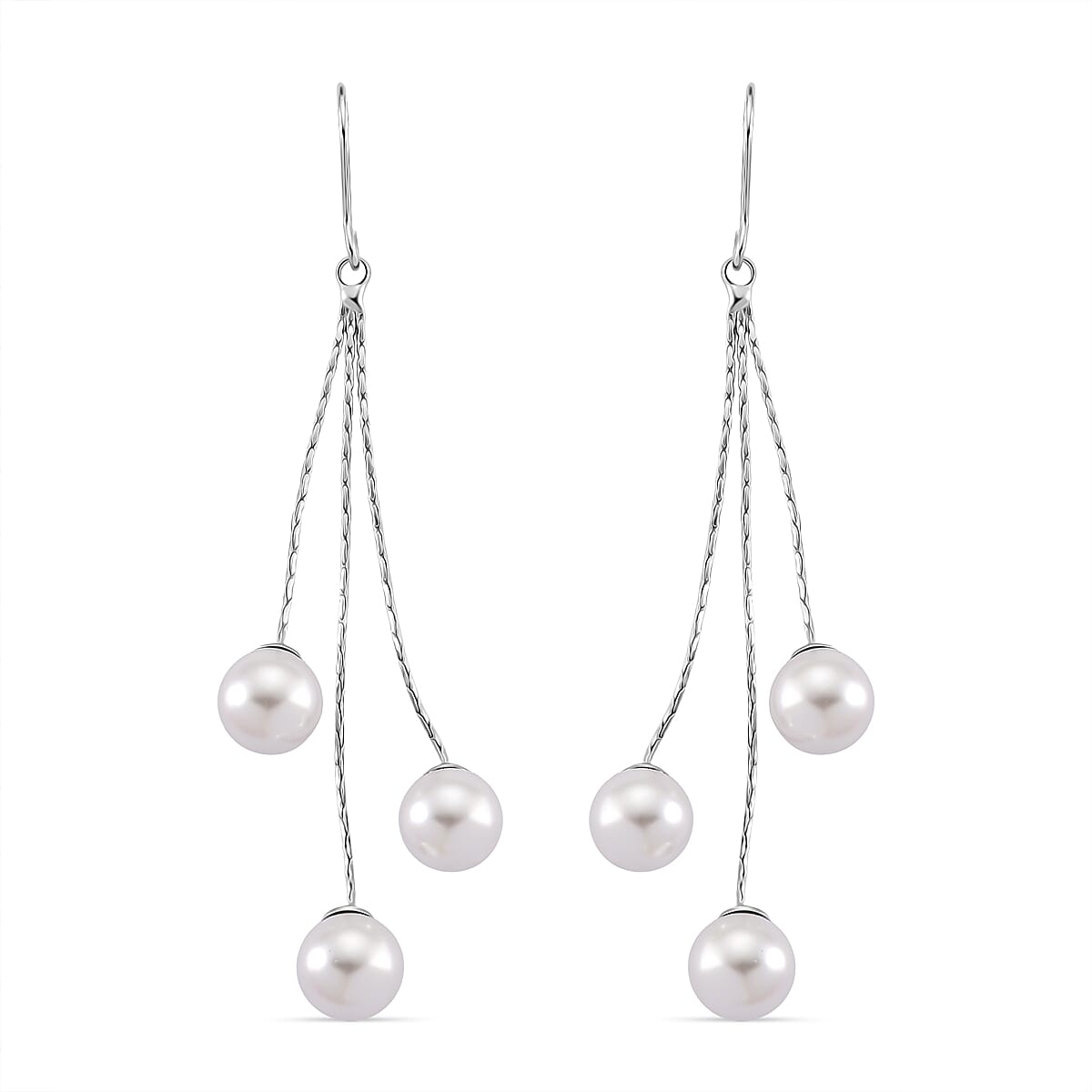 White Shell Pearl Dangling Earring with Pin Post 8254465 0