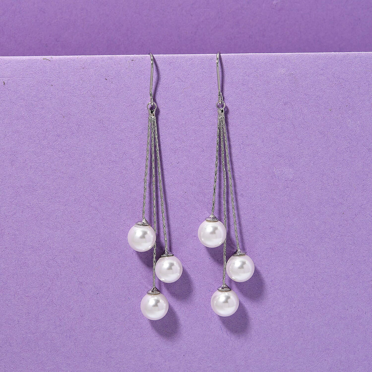 White Shell Pearl Dangling Earring with Pin Post 8254465 1