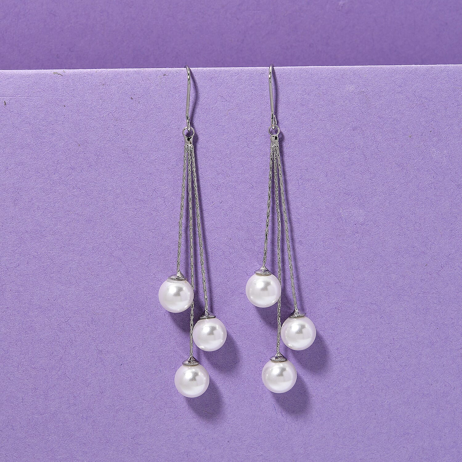 White Shell Pearl Dangling Earring with Pin Post 8254465 1