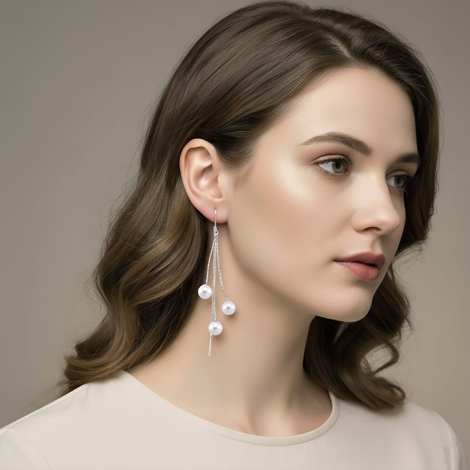 White Shell Pearl Dangling Earring with Pin Post 8254465 2
