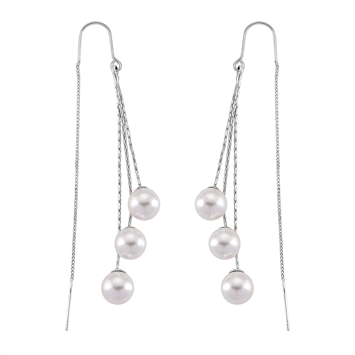 White Shell Pearl Dangling Earring with Pin Post 8254465 3