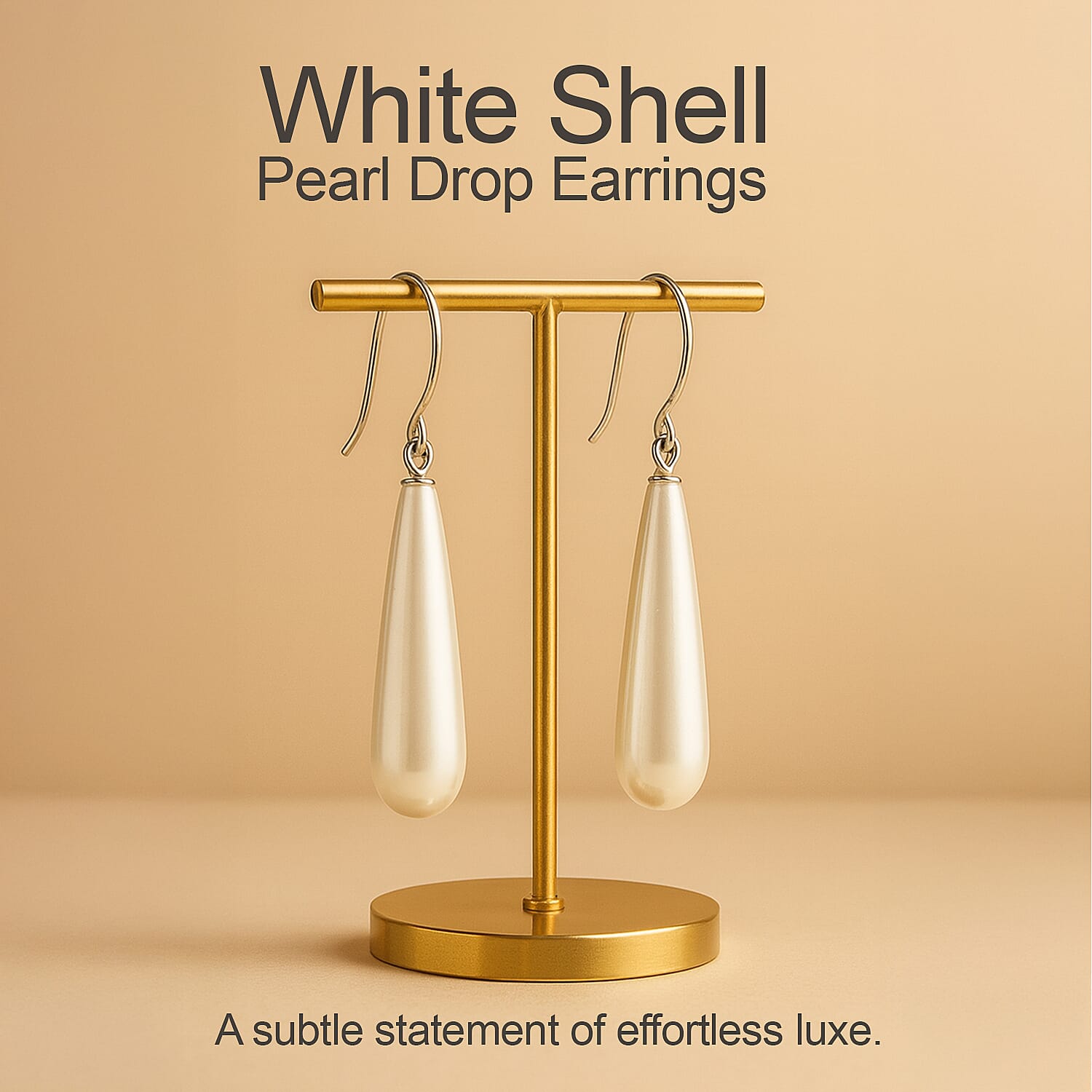 White Shell Pearl Drop Earrings with Hook in Rhodium Overlay Sterling Silver V32521759 1
