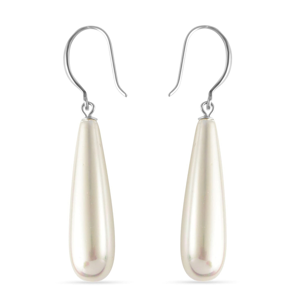 Sleeping Beauty Color Shell Pearl Earring in Rhodium Overlay Sterling Silver 30.00 ct 30.000 Ct.