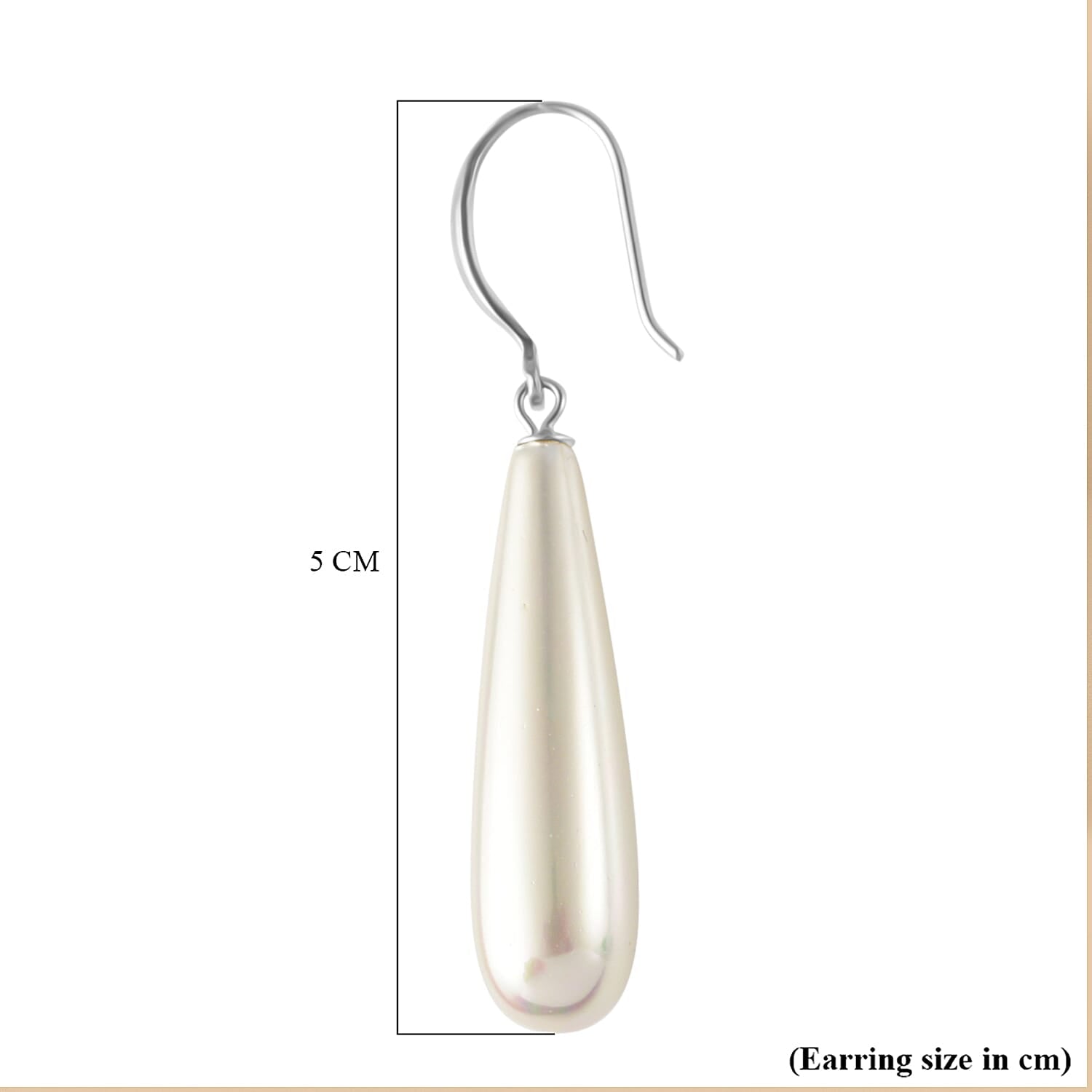 White Shell Pearl Drop Earrings with Hook in Rhodium Overlay Sterling Silver V32521759 5