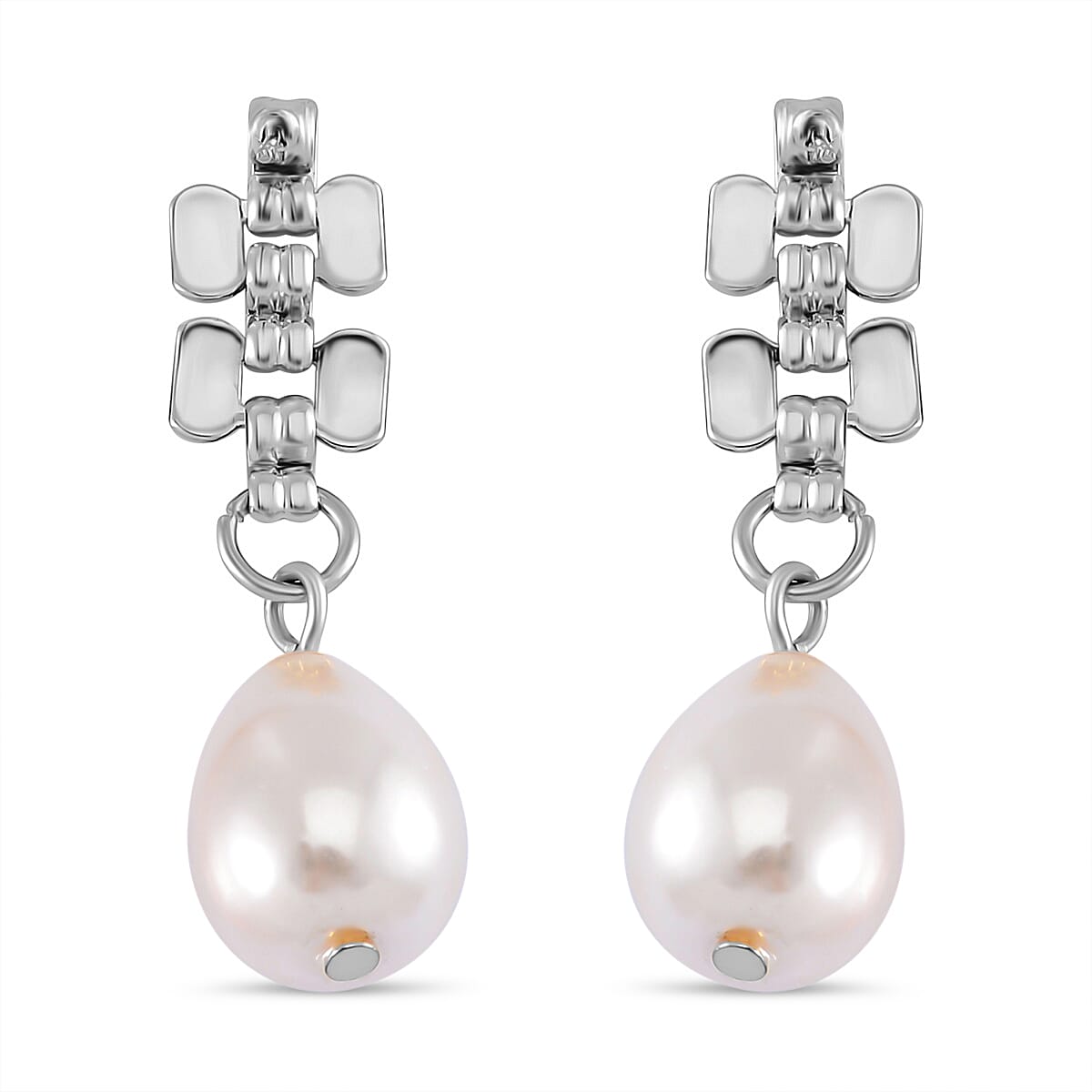 Panther Link White Shell Pearl Silver Plated Earrings 7797993 3