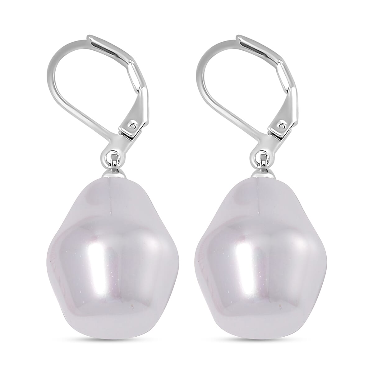 White Shell Pearl Drop Earrings with Lever Back V32492427 4