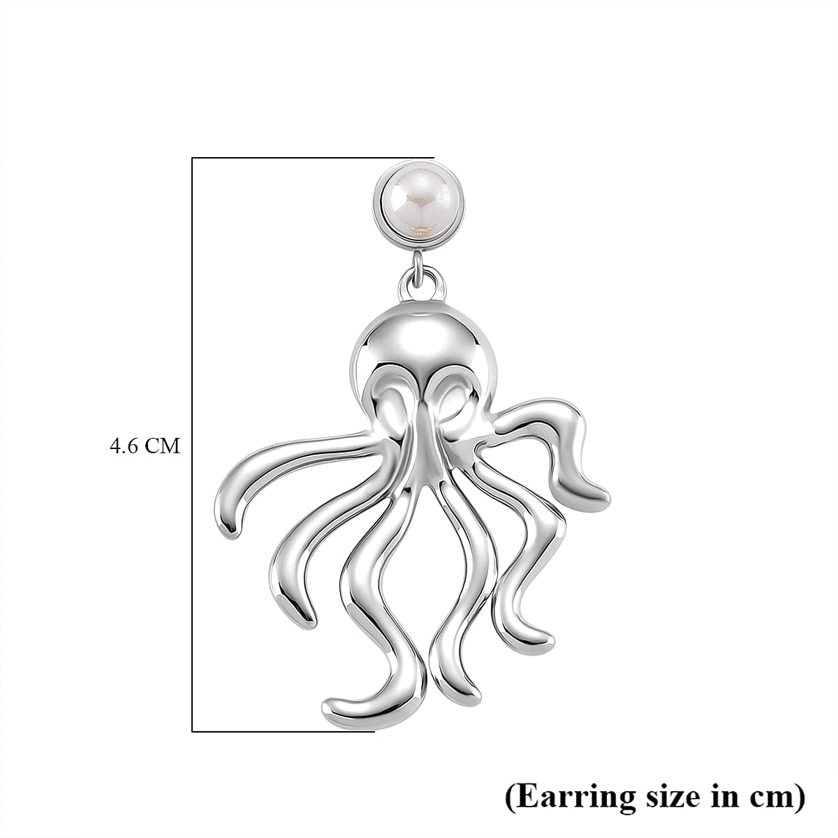 White Shell Pearl Earring with Push Back in Silver Tone 8193901 5