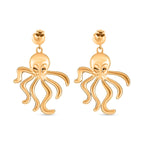 White Shell Pearl Earring with Push Back in Yellow Tone