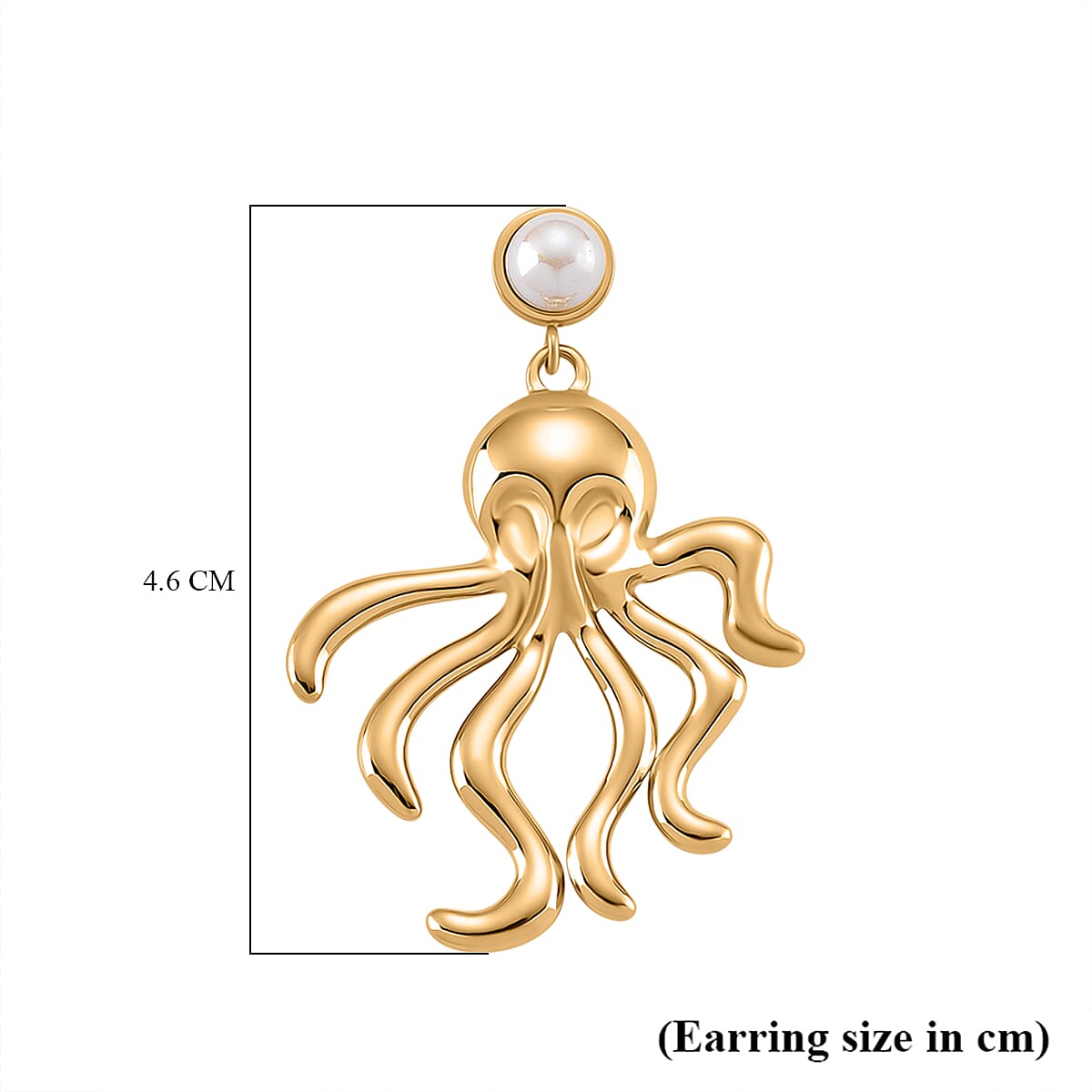 White Shell Pearl Earring with Push Back in Yellow Tone 8193908 5