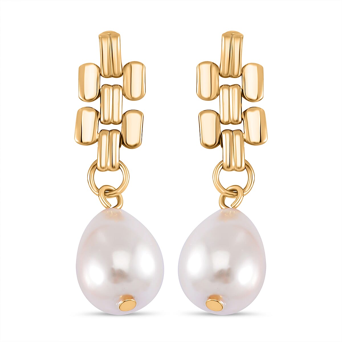 Panther Link White Shell Pearl Gold Plated Earrings 7798012 0