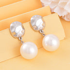 Designer Inspired White Shell Pearl Drop Earrings
