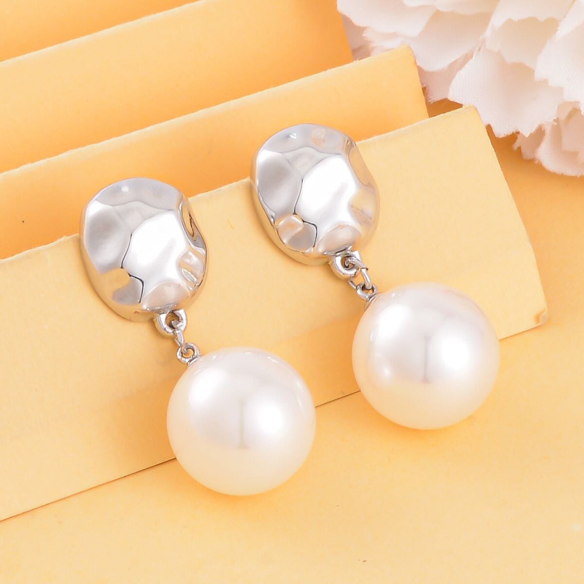 Designer Inspired White Shell Pearl Drop Earrings 7565754 1