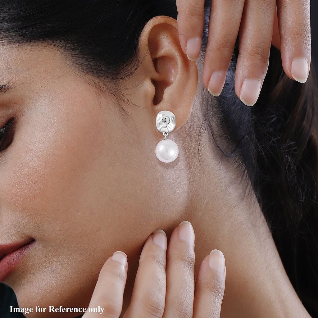 Designer Inspired White Shell Pearl Drop Earrings