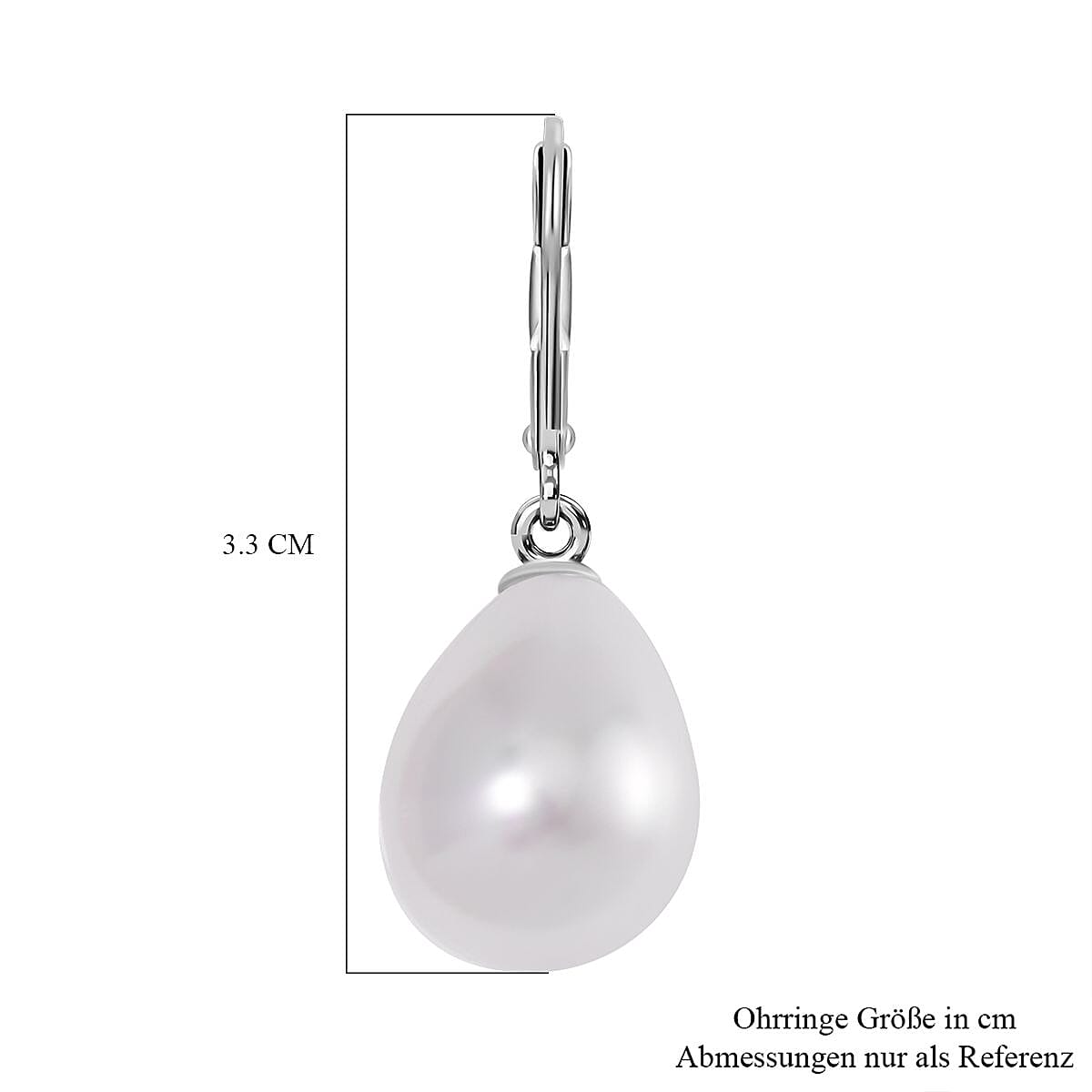 White Shell Pearl Earring with Lever Back in Rhodium Overlay Sterling Silver 30.00 Ct. 8193866 5