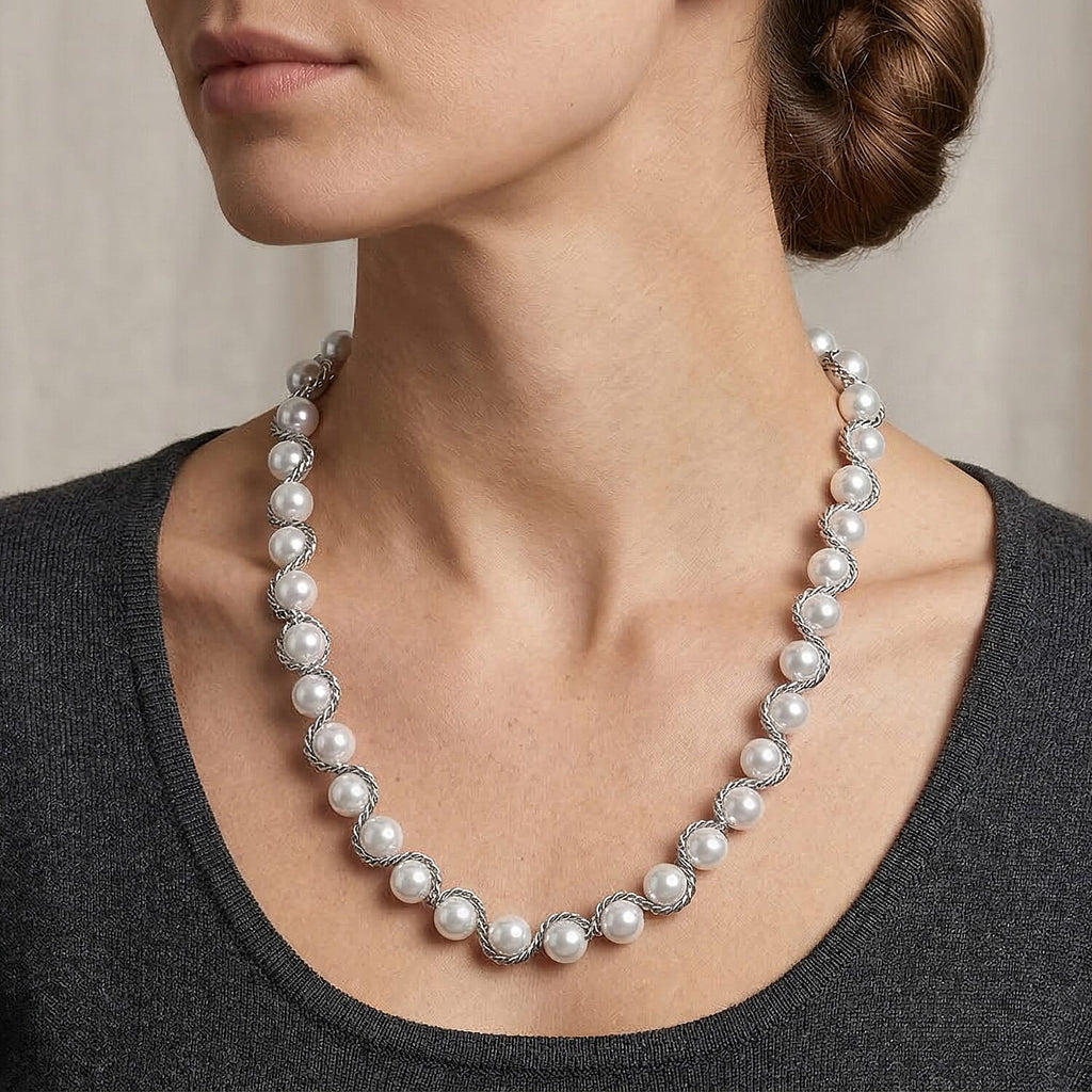 The Exotic Collection - Mother of Pearl Rope Necklace With Lobster Claw Clasp (Size - 19.5-2 EXT) - White