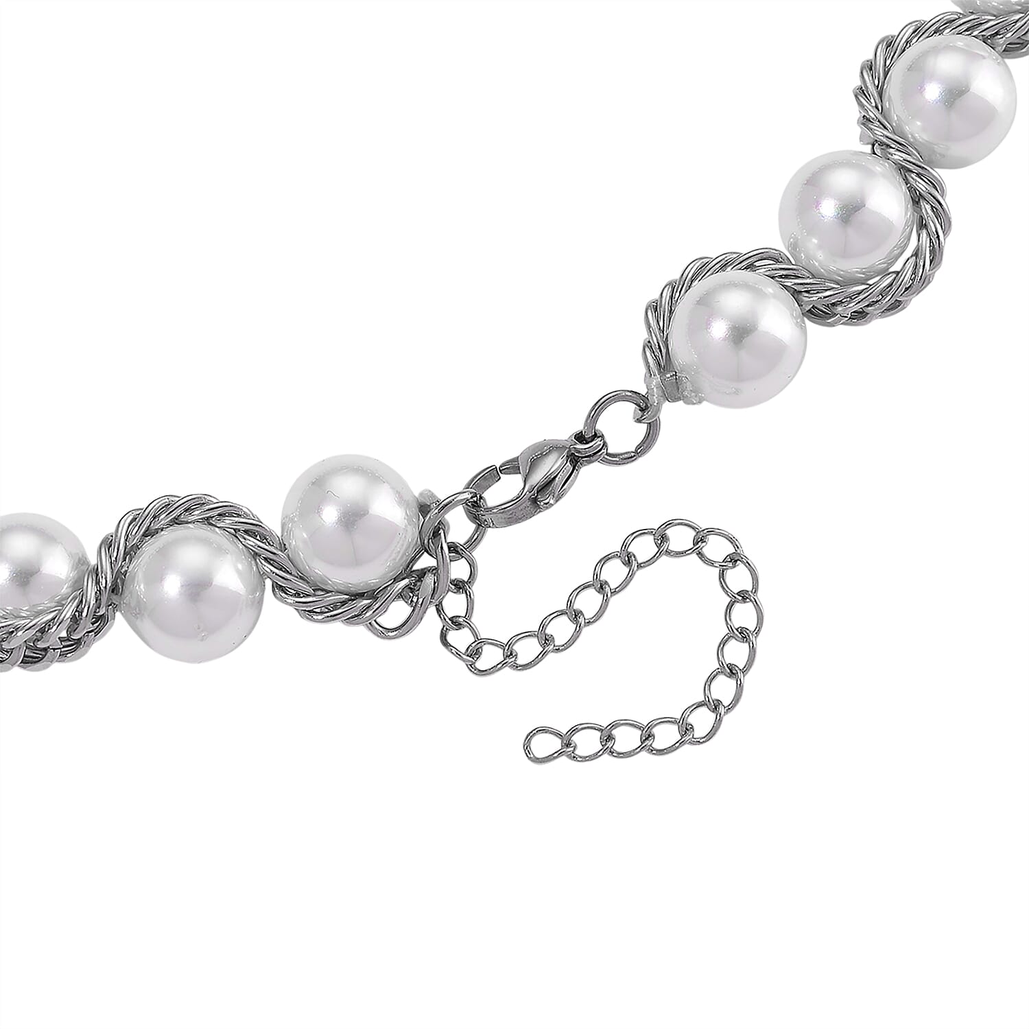 The Exotic Collection - Mother of Pearl Rope Necklace With Lobster Claw Clasp (Size - 19.5+2 EXT) - White V32516777 6