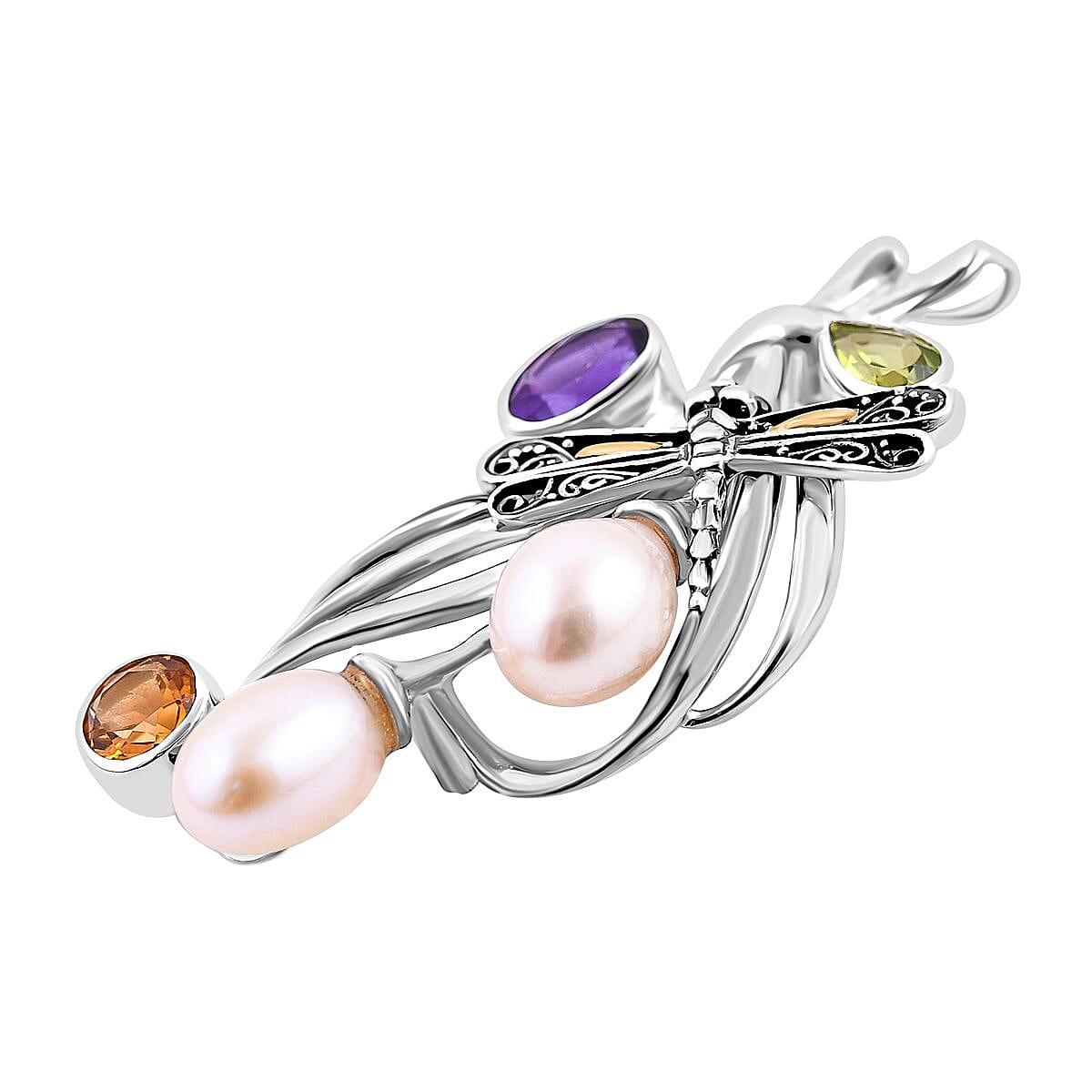 Royal Bali Collection - Pearl &amp; Multi Gemstone Pendant in Sterling Silver 2.52 Ct 7651544 4