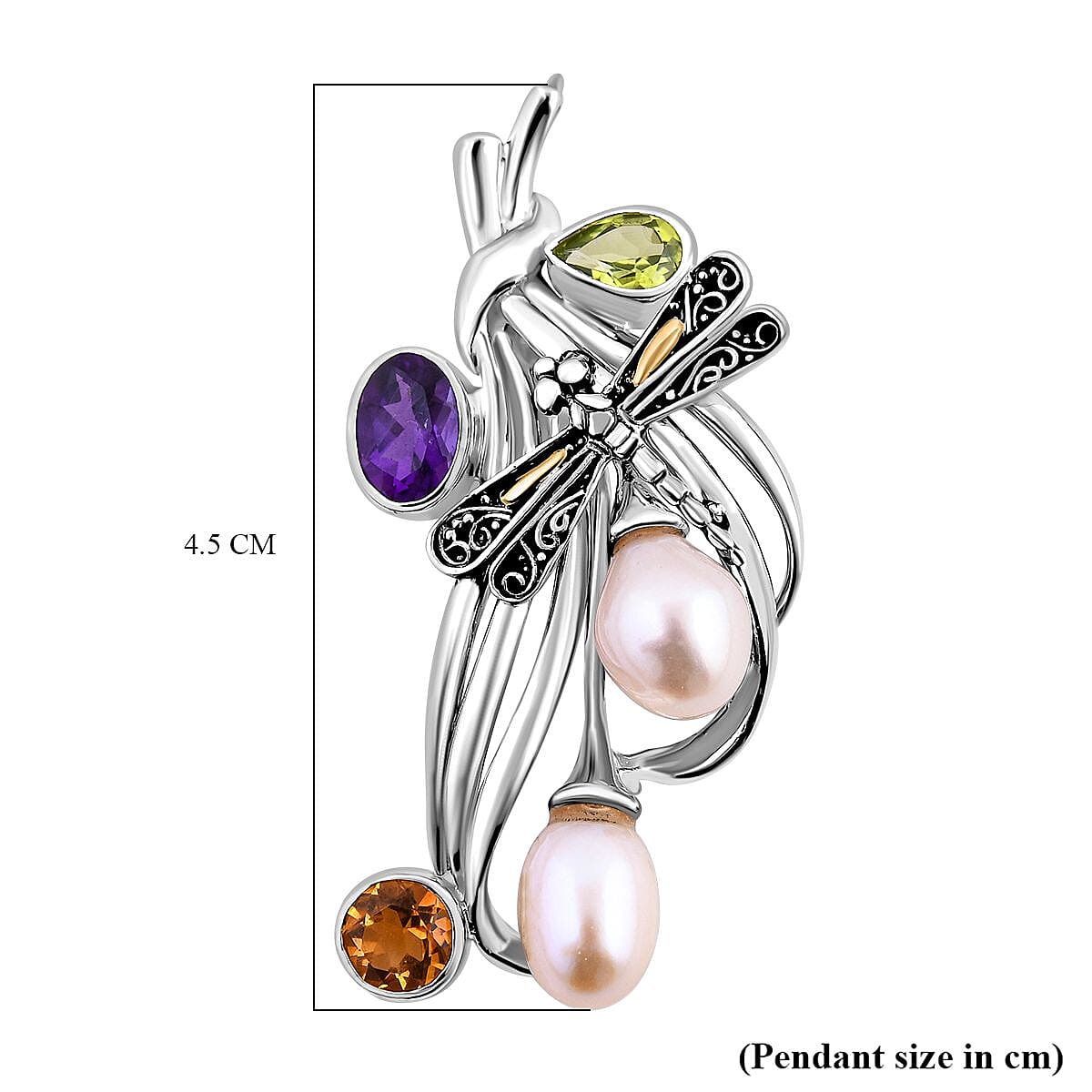 Royal Bali Collection - Pearl &amp; Multi Gemstone Pendant in Sterling Silver 2.52 Ct 7651544 6
