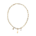 White Shell Pearl Necklace (Size - 18) in Gold Tone