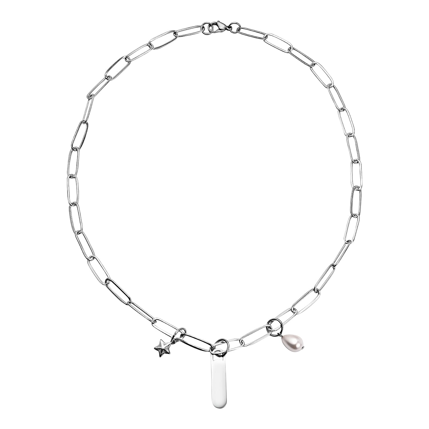 White Shell Pearl Necklace (Size - 18) in Stainless Steel 1.60 Ct. 7433662 0