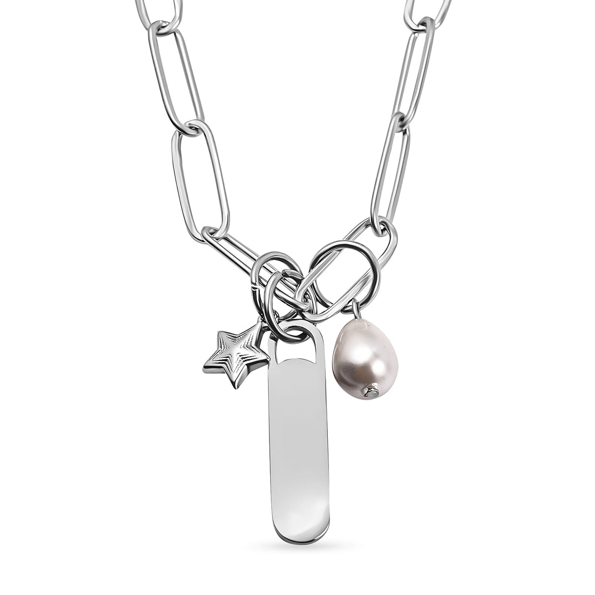 White Shell Pearl Necklace (Size - 18) in Stainless Steel 1.60 Ct. 7433662 2