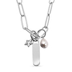 White Shell Pearl Necklace (Size - 18) in Stainless Steel 1.60 Ct.