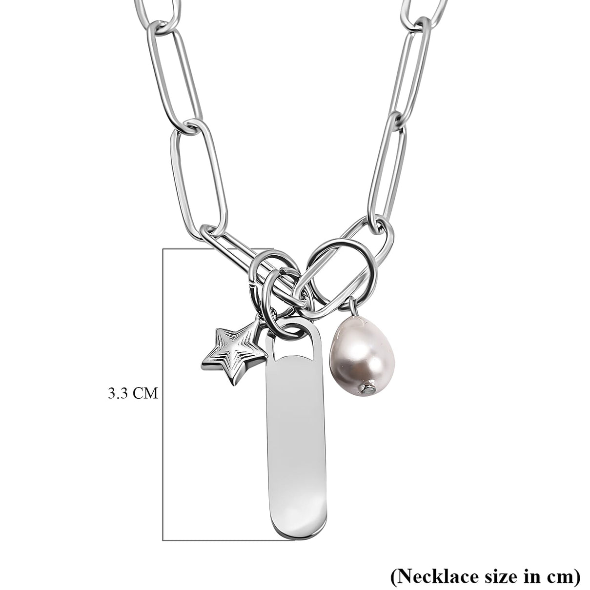 White Shell Pearl Necklace (Size - 18) in Stainless Steel 1.60 Ct. 7433662 5