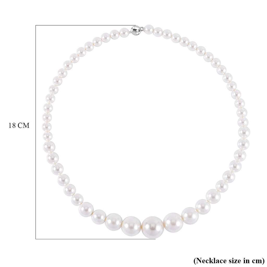 DOD- White Shell Pearl Necklace (Size - 20) with Magnetic Lock