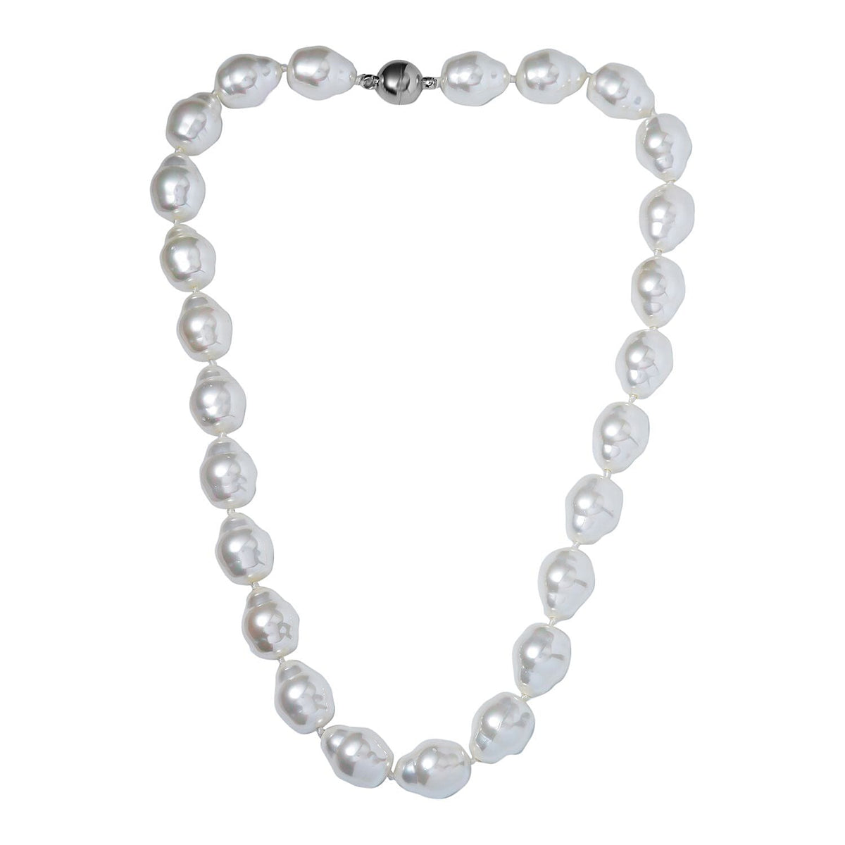 White Shell Pearl Necklace (Size - 20) in Rhodium Plated Sterling Silver, 0.010 Ct. 7811797 0