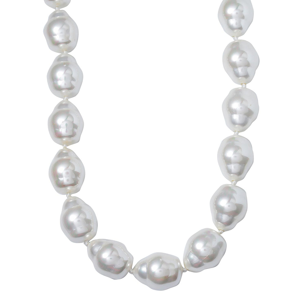 White Shell Pearl Necklace (Size - 20) in Rhodium Plated Sterling Silver, 0.010 Ct. 7811797 2