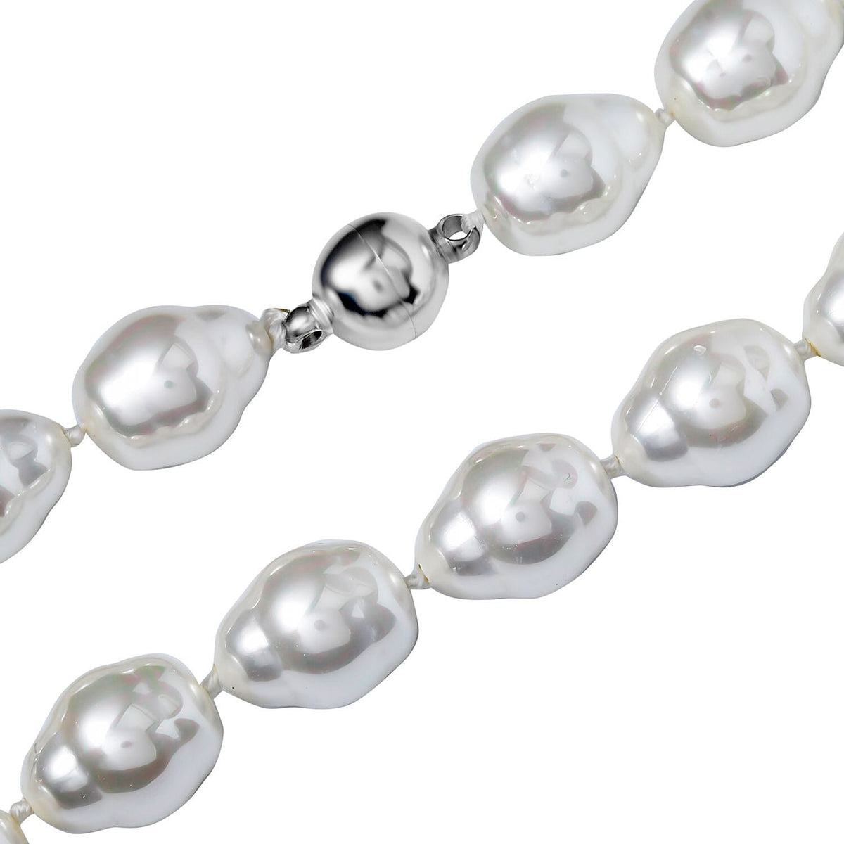 White Shell Pearl Necklace (Size - 20) in Rhodium Plated Sterling Silver, 0.010 Ct. 7811797 3